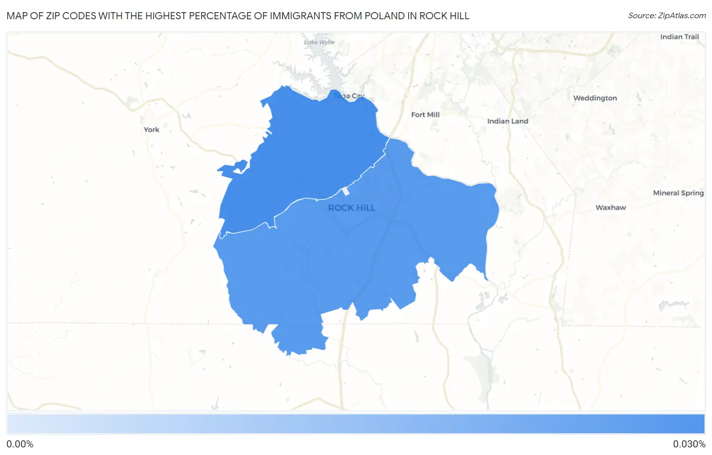 Zip Codes with the Highest Percentage of Immigrants from Poland in Rock Hill Map