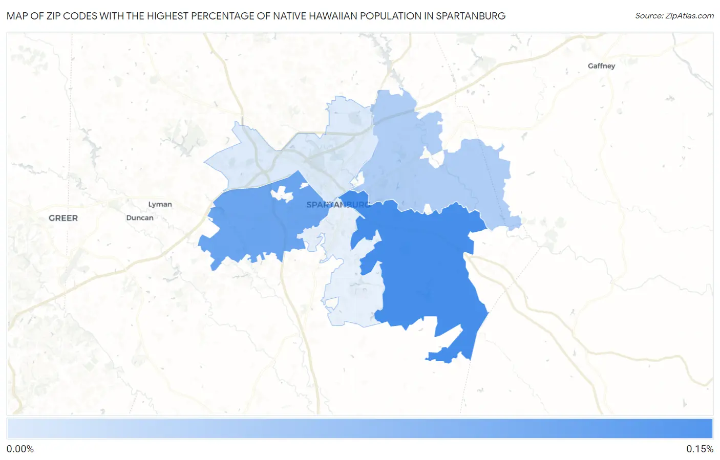 Zip Codes with the Highest Percentage of Native Hawaiian Population in Spartanburg Map