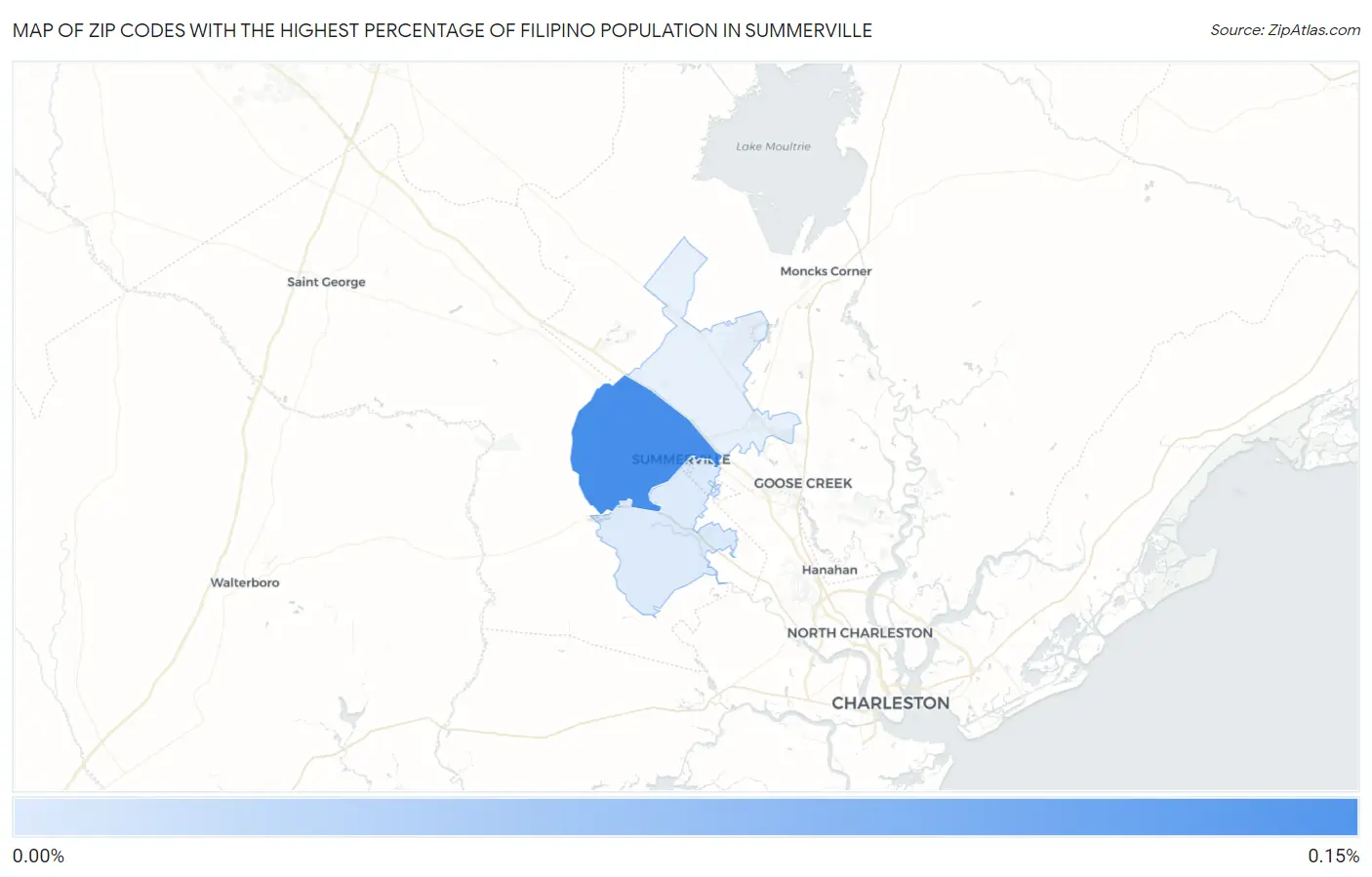 Zip Codes with the Highest Percentage of Filipino Population in Summerville Map