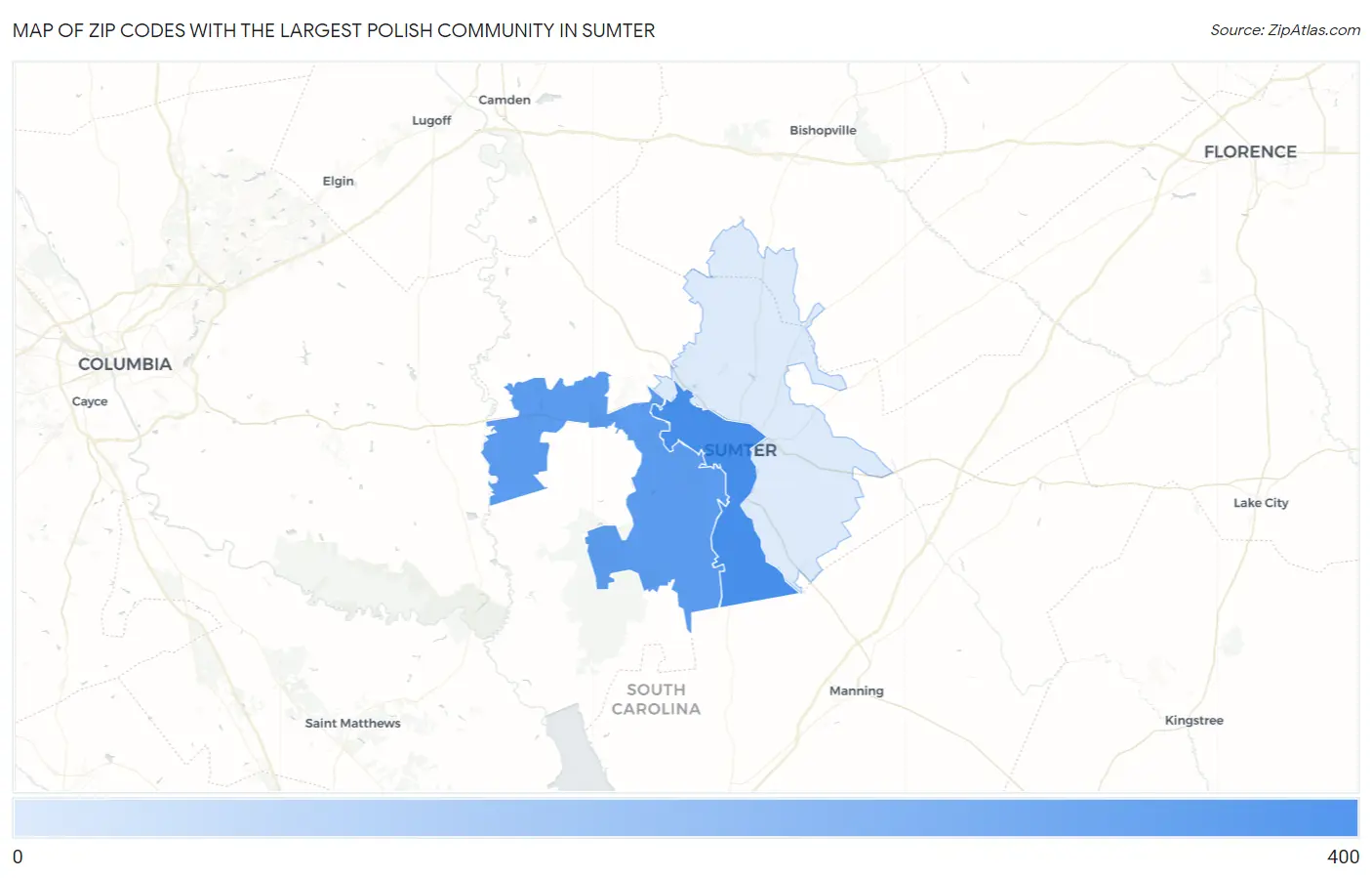 Zip Codes with the Largest Polish Community in Sumter Map