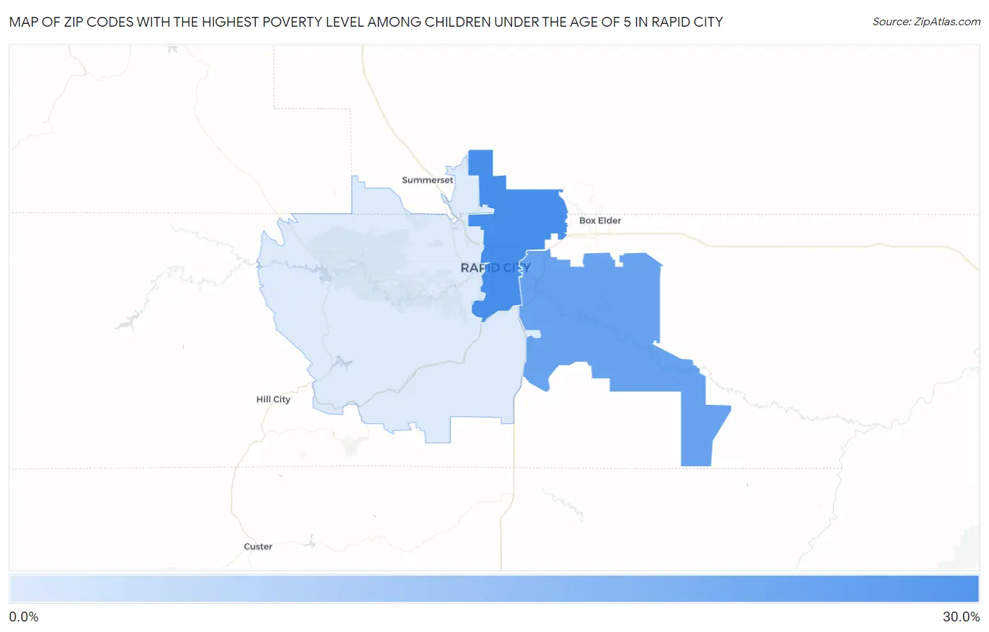 Zip Codes with the Highest Poverty Level Among Children Under the Age of 5 in Rapid City Map