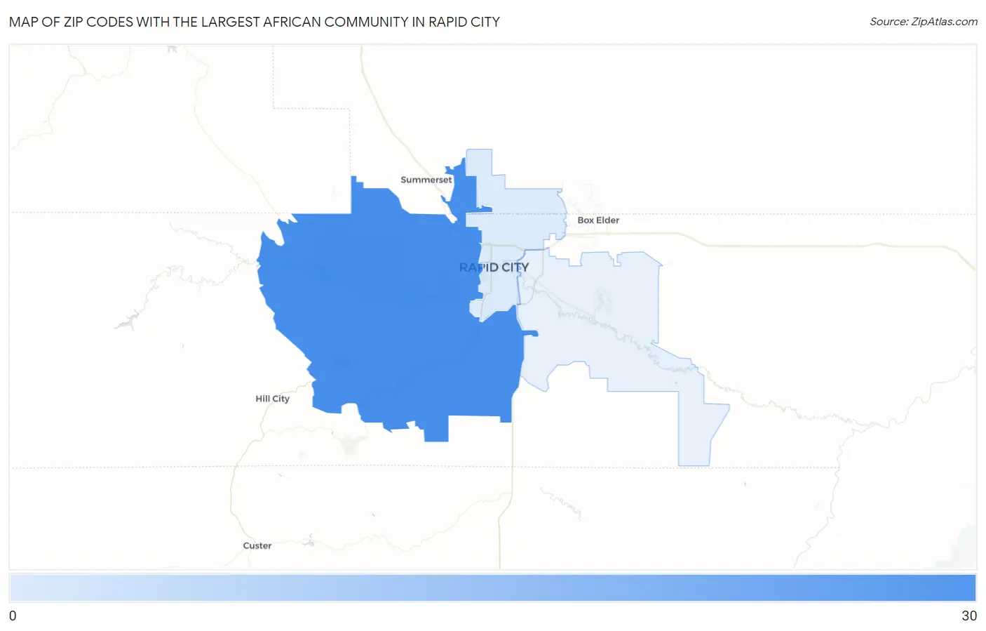Zip Codes with the Largest African Community in Rapid City Map