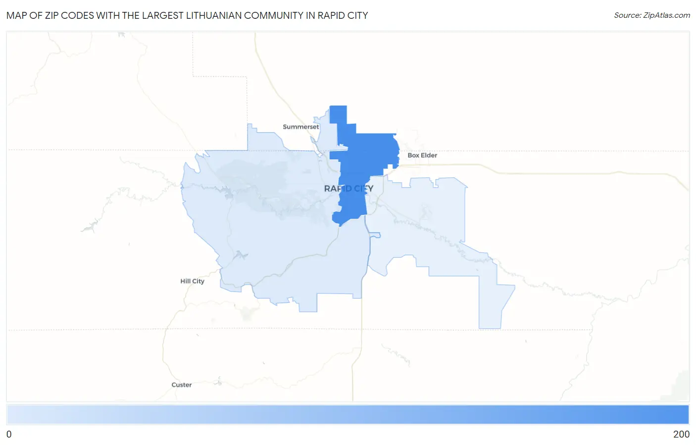 Zip Codes with the Largest Lithuanian Community in Rapid City Map