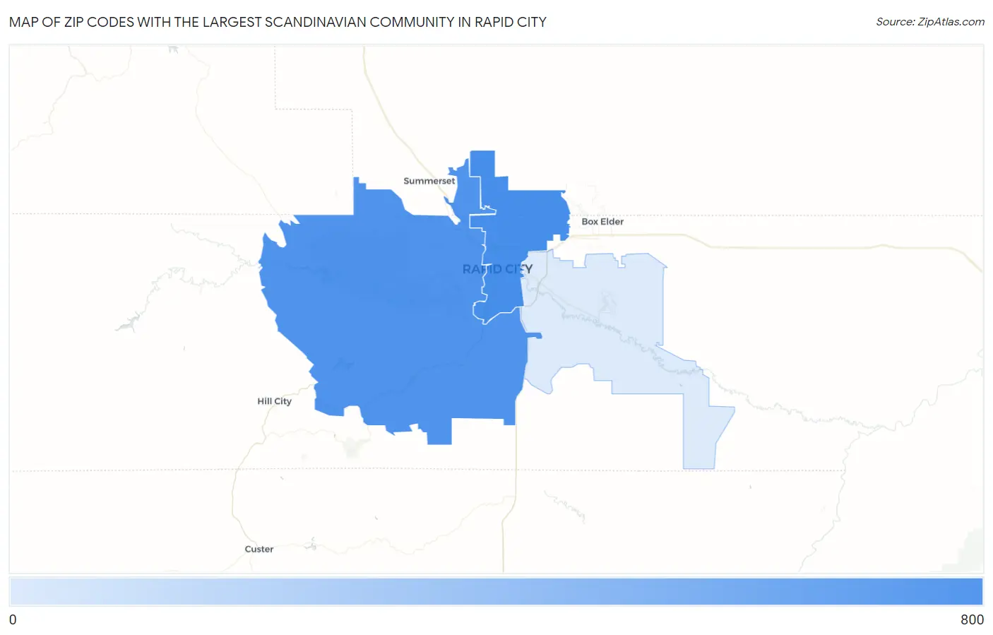 Zip Codes with the Largest Scandinavian Community in Rapid City Map