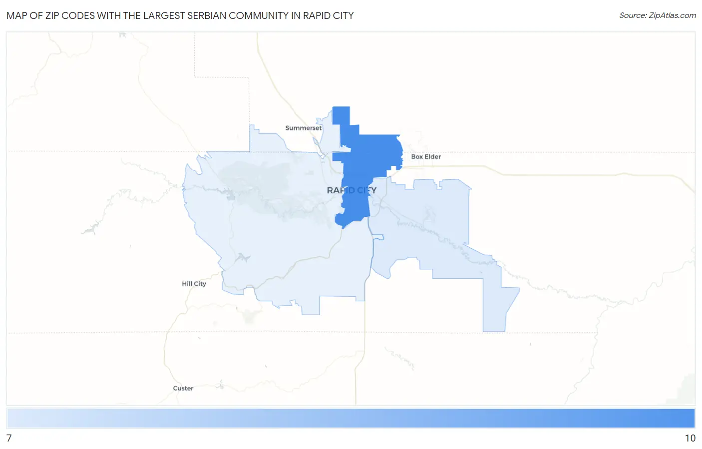 Zip Codes with the Largest Serbian Community in Rapid City Map