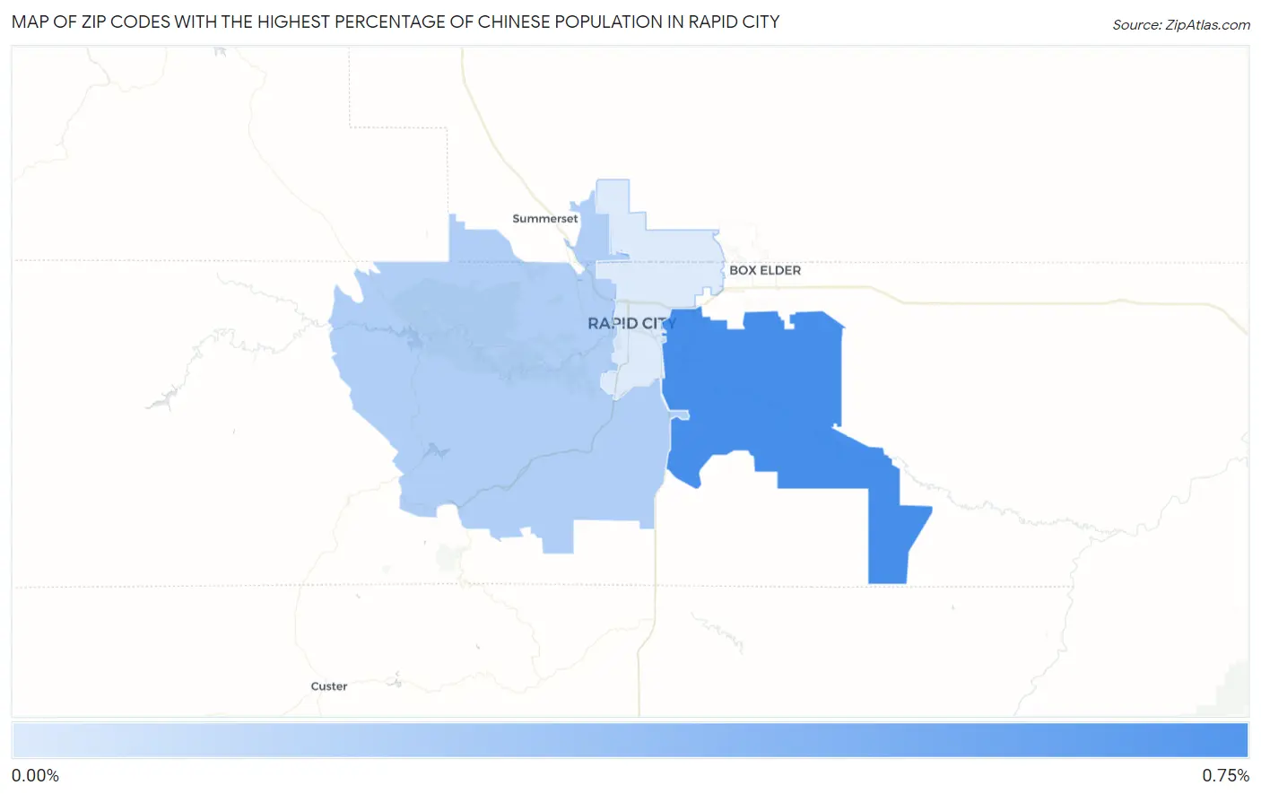 Zip Codes with the Highest Percentage of Chinese Population in Rapid City Map