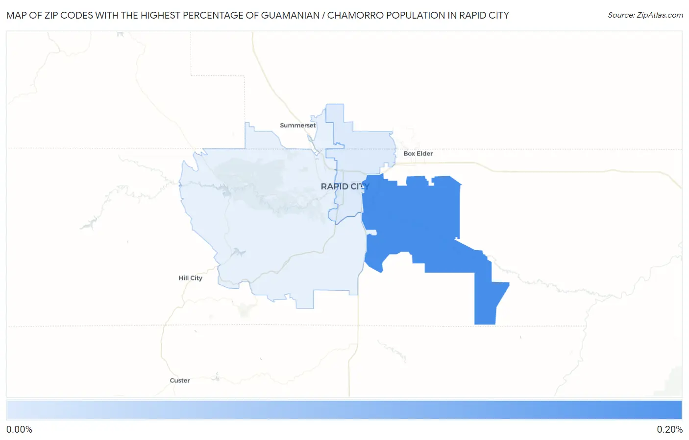 Zip Codes with the Highest Percentage of Guamanian / Chamorro Population in Rapid City Map