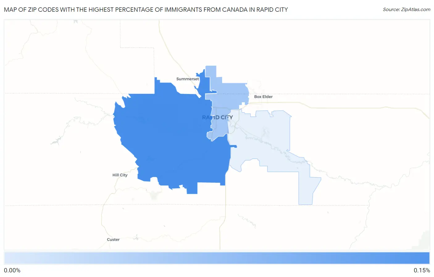 Zip Codes with the Highest Percentage of Immigrants from Canada in Rapid City Map