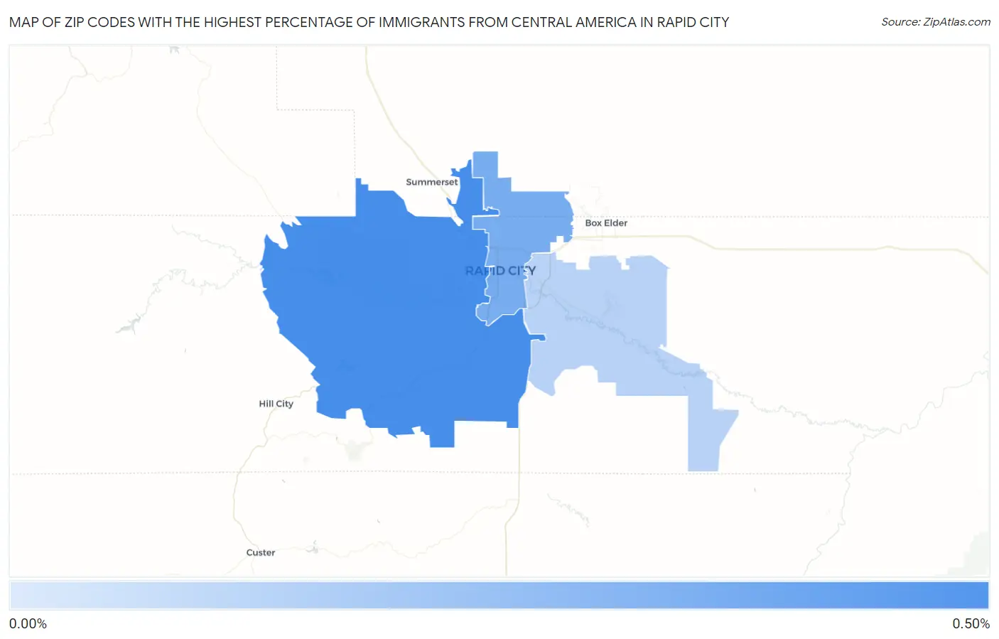 Zip Codes with the Highest Percentage of Immigrants from Central America in Rapid City Map