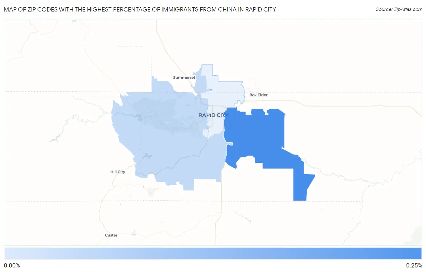 Zip Codes with the Highest Percentage of Immigrants from China in Rapid City Map
