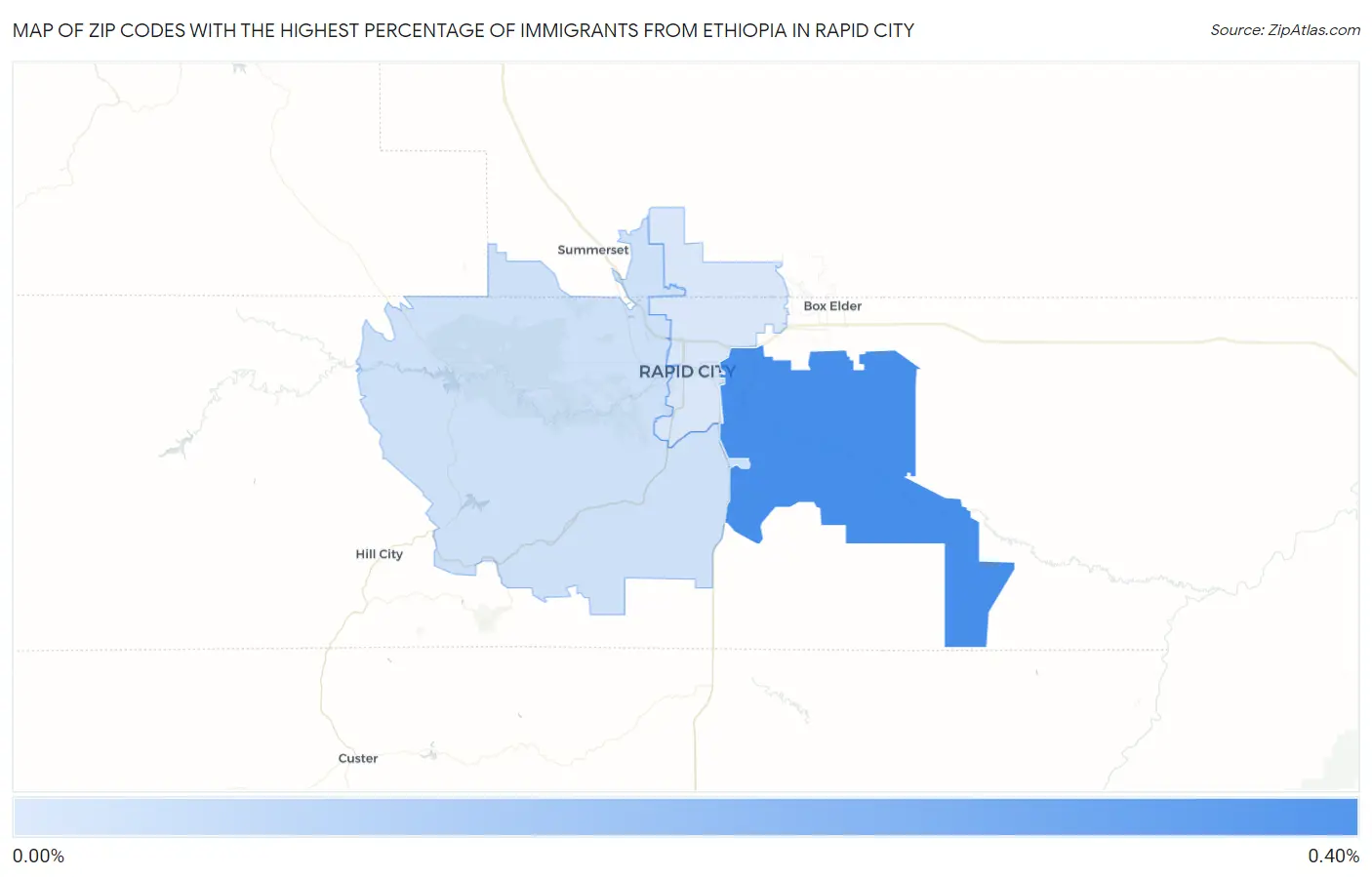 Zip Codes with the Highest Percentage of Immigrants from Ethiopia in Rapid City Map