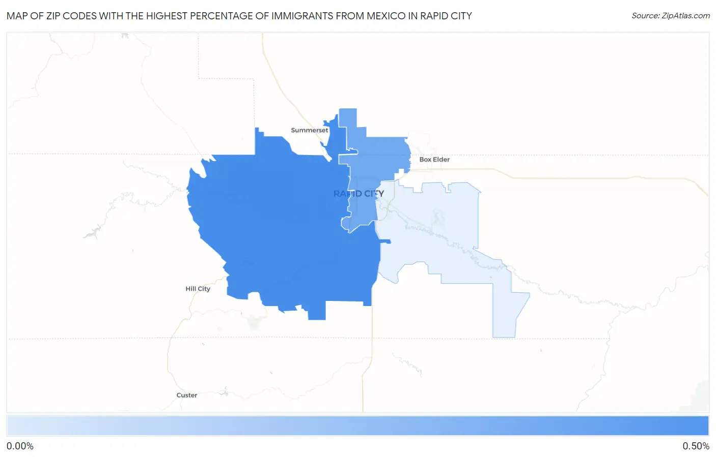 Zip Codes with the Highest Percentage of Immigrants from Mexico in Rapid City Map