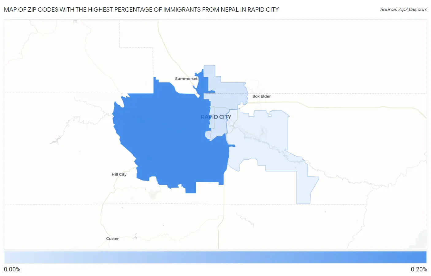 Zip Codes with the Highest Percentage of Immigrants from Nepal in Rapid City Map
