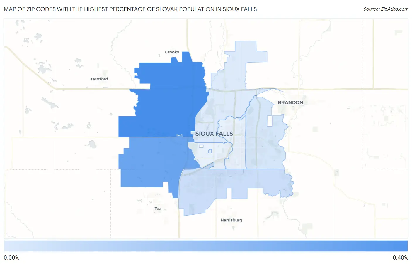 Zip Codes with the Highest Percentage of Slovak Population in Sioux Falls Map