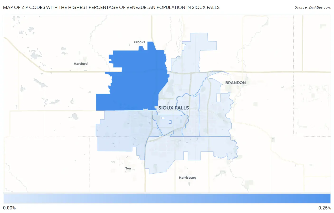 Zip Codes with the Highest Percentage of Venezuelan Population in Sioux Falls Map