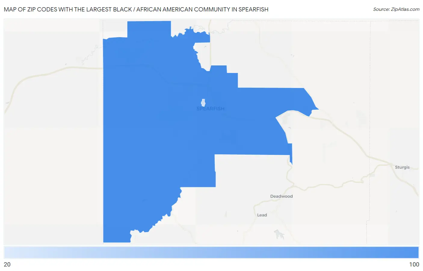 Zip Codes with the Largest Black / African American Community in Spearfish Map