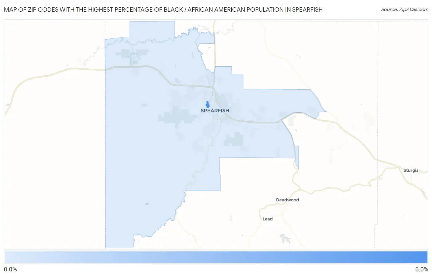 Zip Codes with the Highest Percentage of Black / African American Population in Spearfish Map