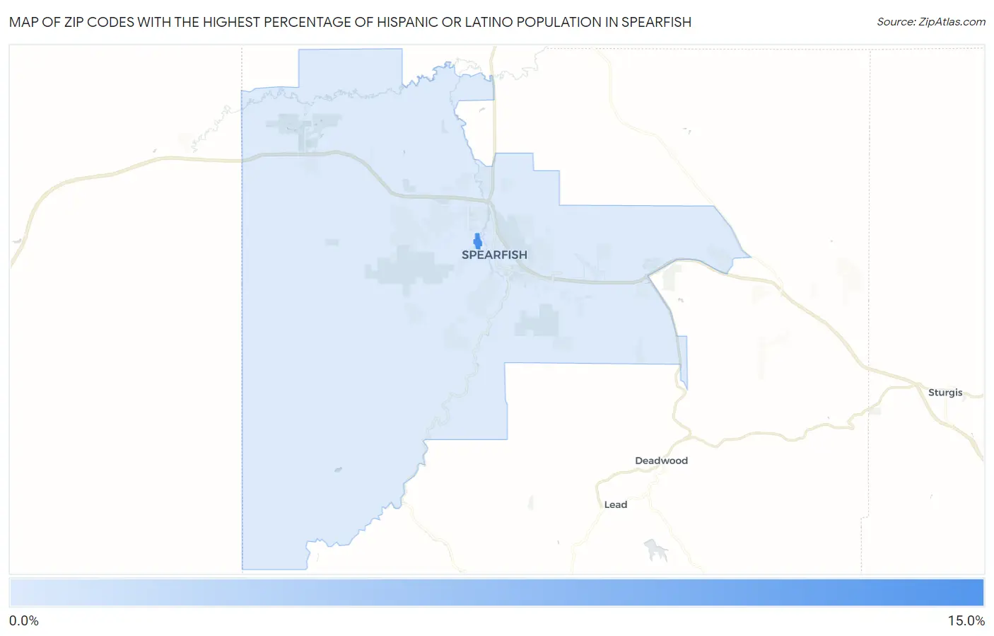 Zip Codes with the Highest Percentage of Hispanic or Latino Population in Spearfish Map