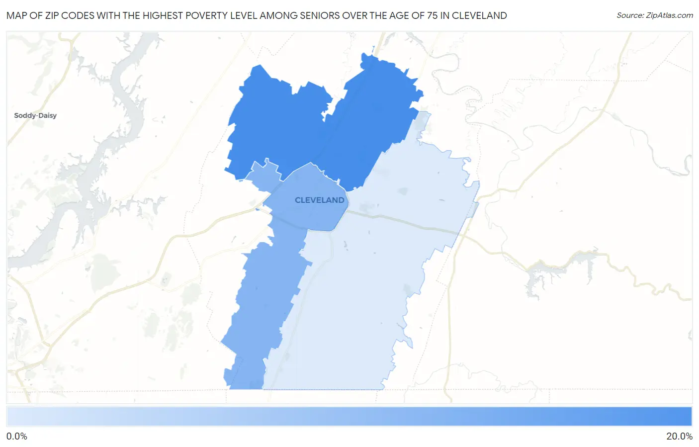 Zip Codes with the Highest Poverty Level Among Seniors Over the Age of 75 in Cleveland Map