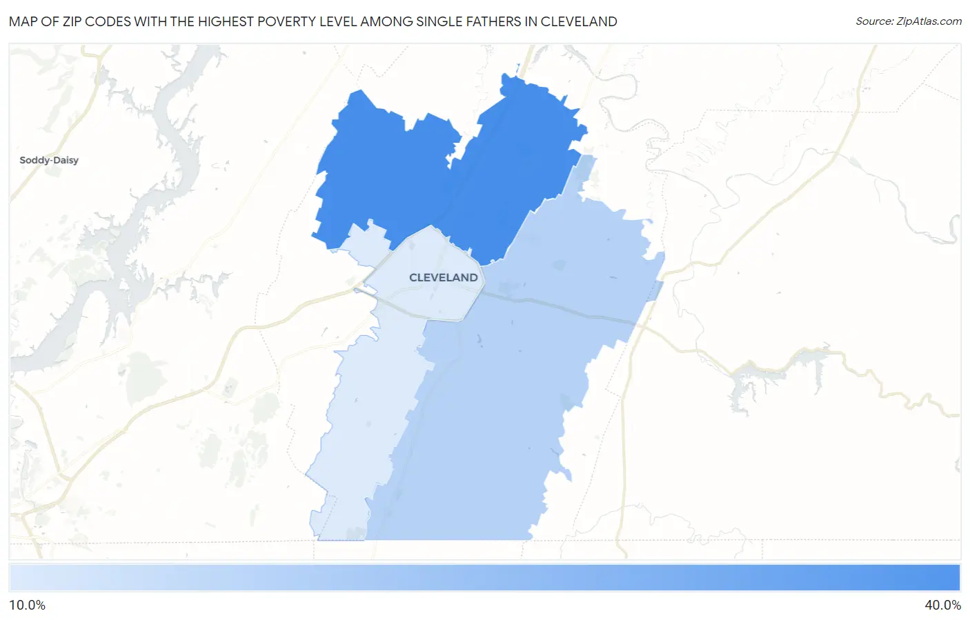 Zip Codes with the Highest Poverty Level Among Single Fathers in Cleveland Map