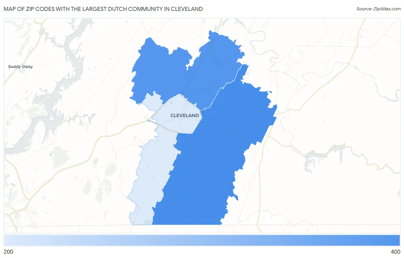 Zip Codes with the Largest Dutch Community in Cleveland Map