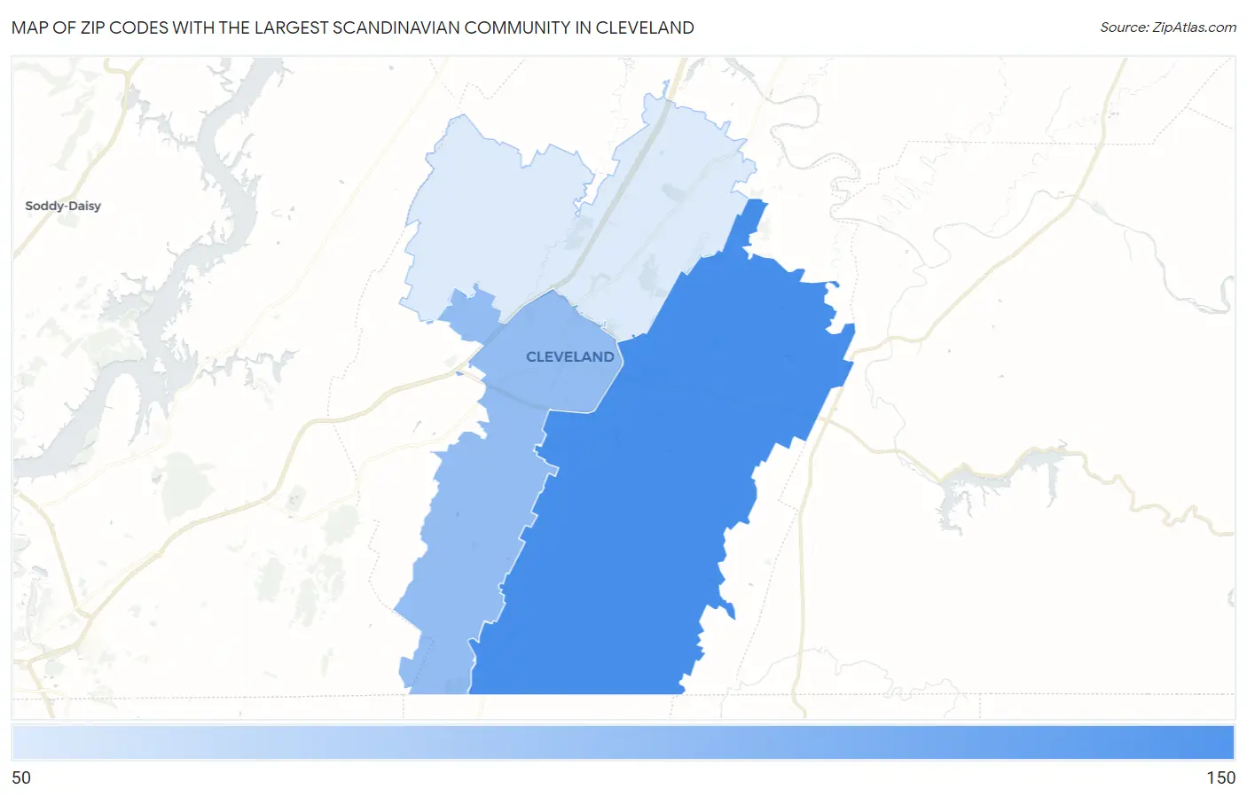 Zip Codes with the Largest Scandinavian Community in Cleveland Map