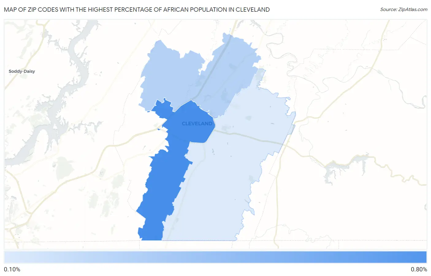 Zip Codes with the Highest Percentage of African Population in Cleveland Map