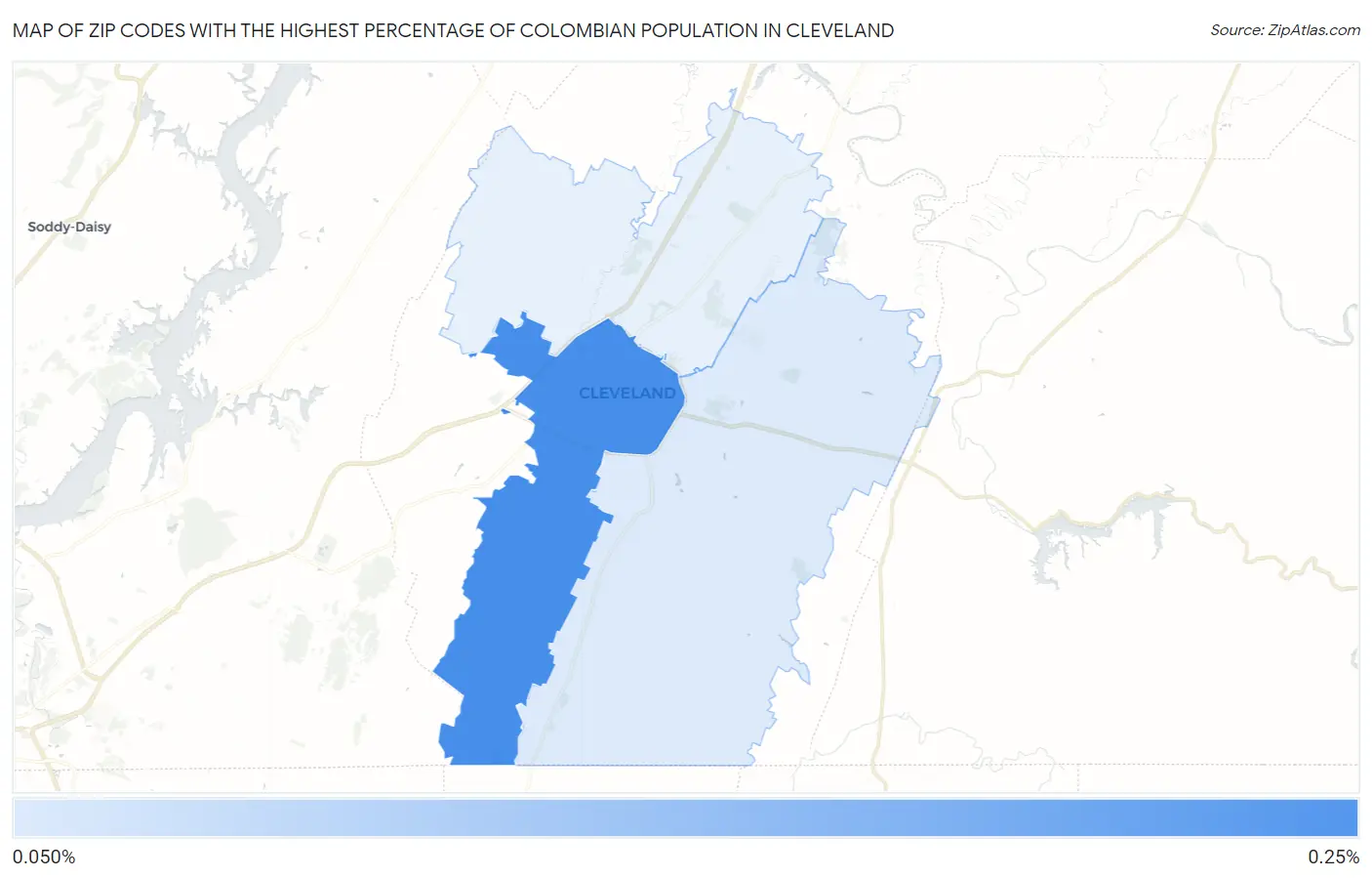 Zip Codes with the Highest Percentage of Colombian Population in Cleveland Map