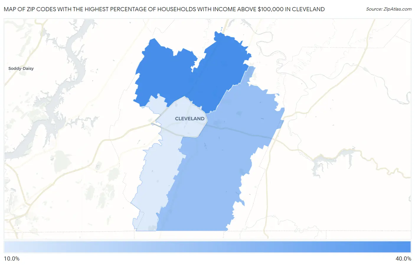 Zip Codes with the Highest Percentage of Households with Income Above $100,000 in Cleveland Map