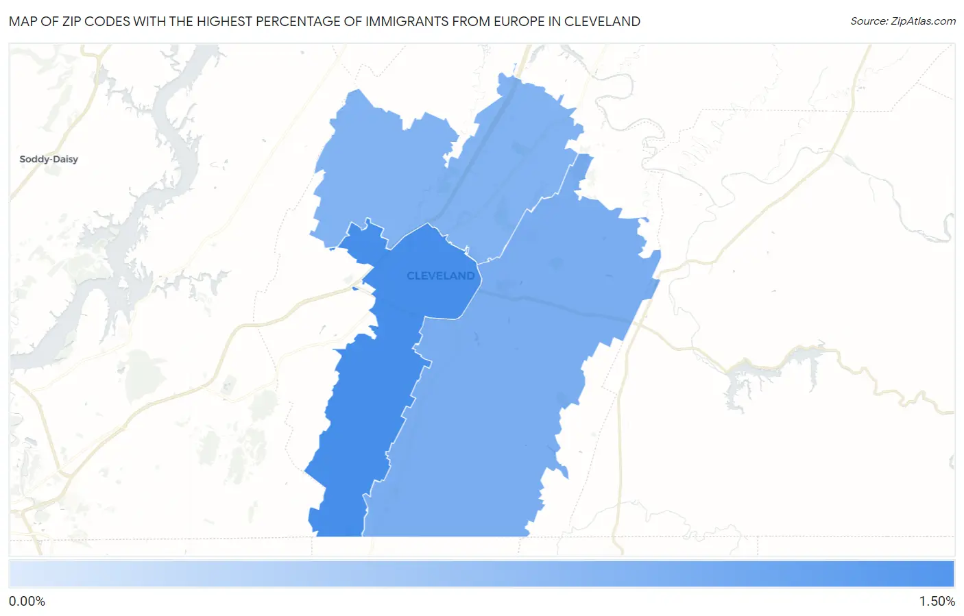 Zip Codes with the Highest Percentage of Immigrants from Europe in Cleveland Map