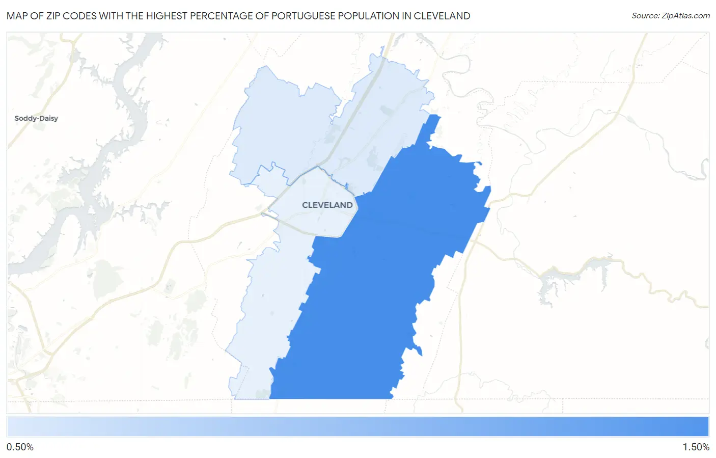Zip Codes with the Highest Percentage of Portuguese Population in Cleveland Map