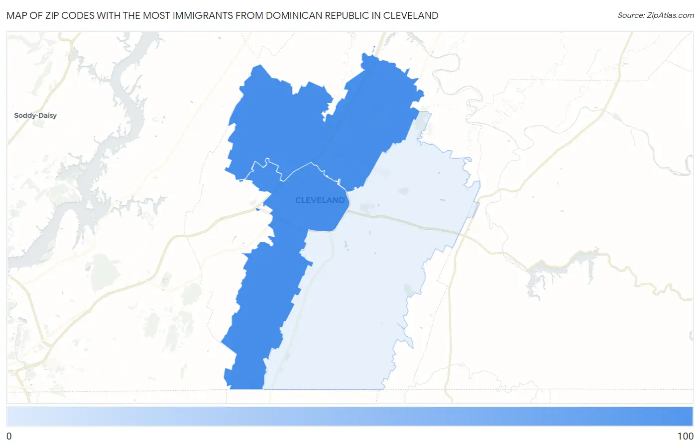 Zip Codes with the Most Immigrants from Dominican Republic in Cleveland Map