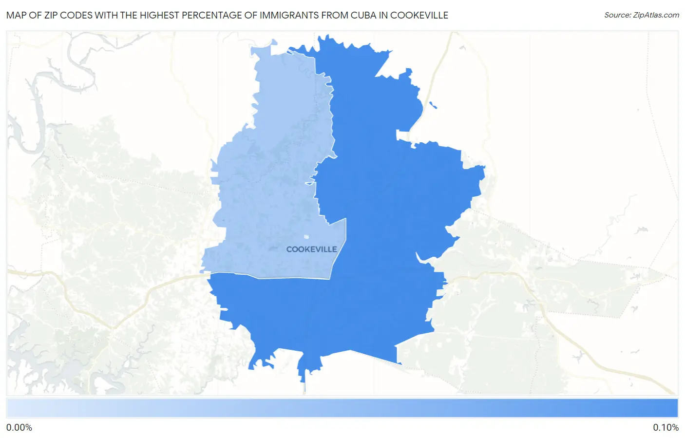 Zip Codes with the Highest Percentage of Immigrants from Cuba in Cookeville Map