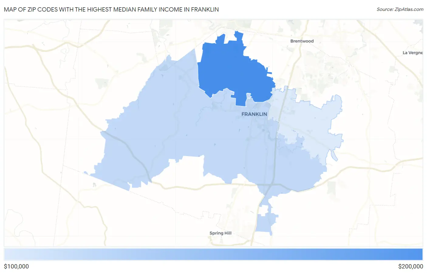 Zip Codes with the Highest Median Family Income in Franklin Map