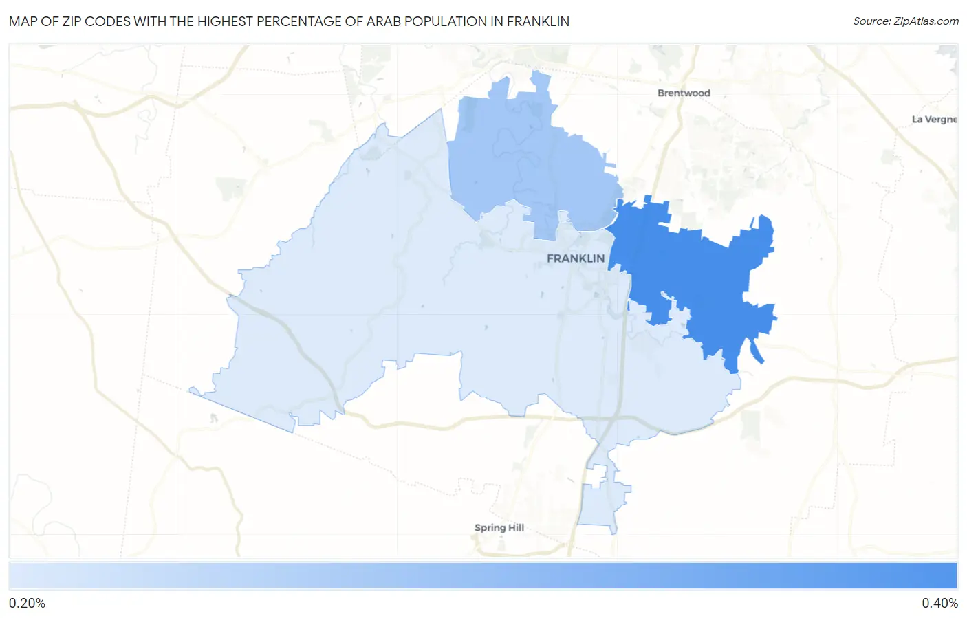 Zip Codes with the Highest Percentage of Arab Population in Franklin Map