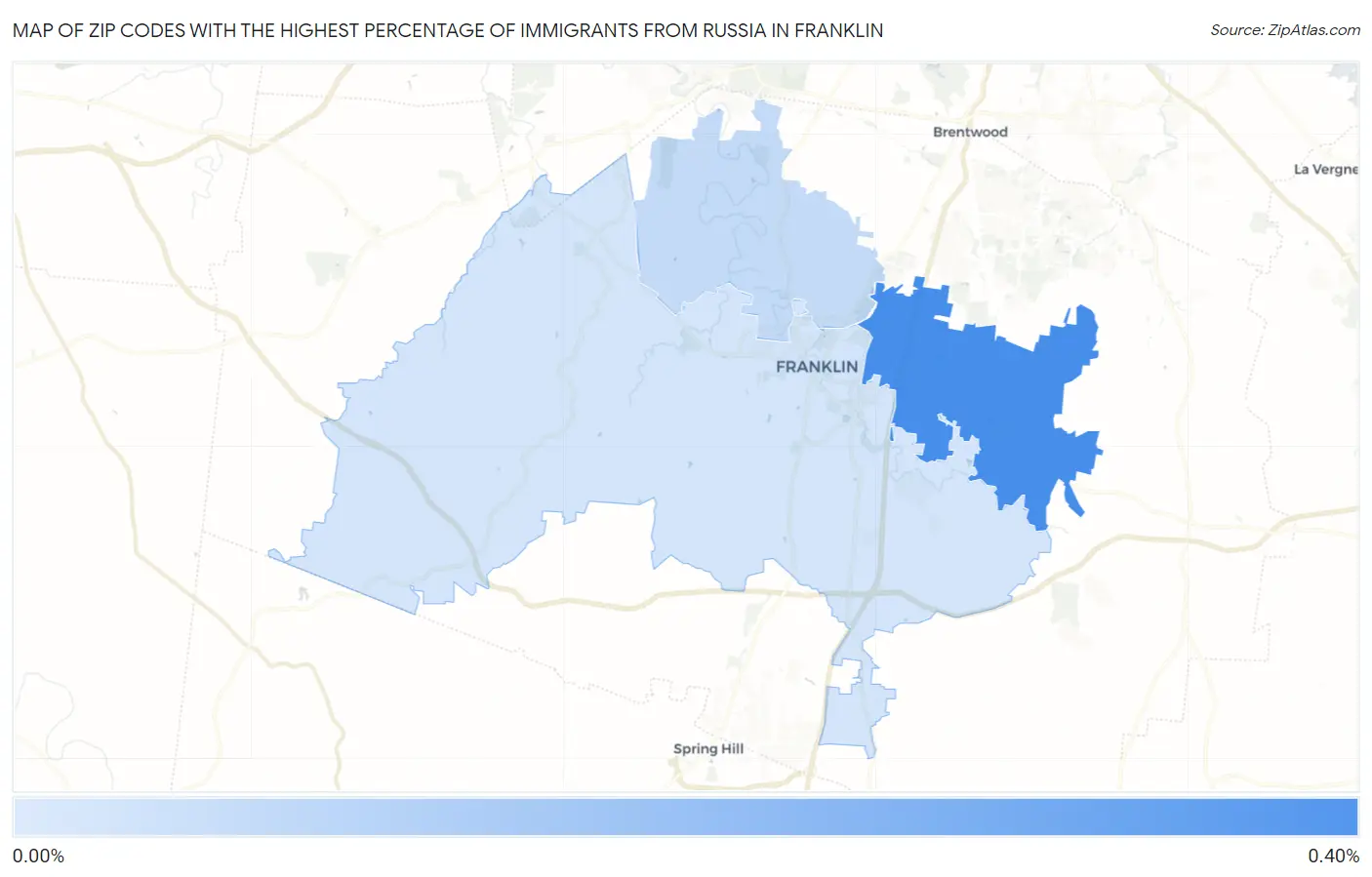 Zip Codes with the Highest Percentage of Immigrants from Russia in Franklin Map