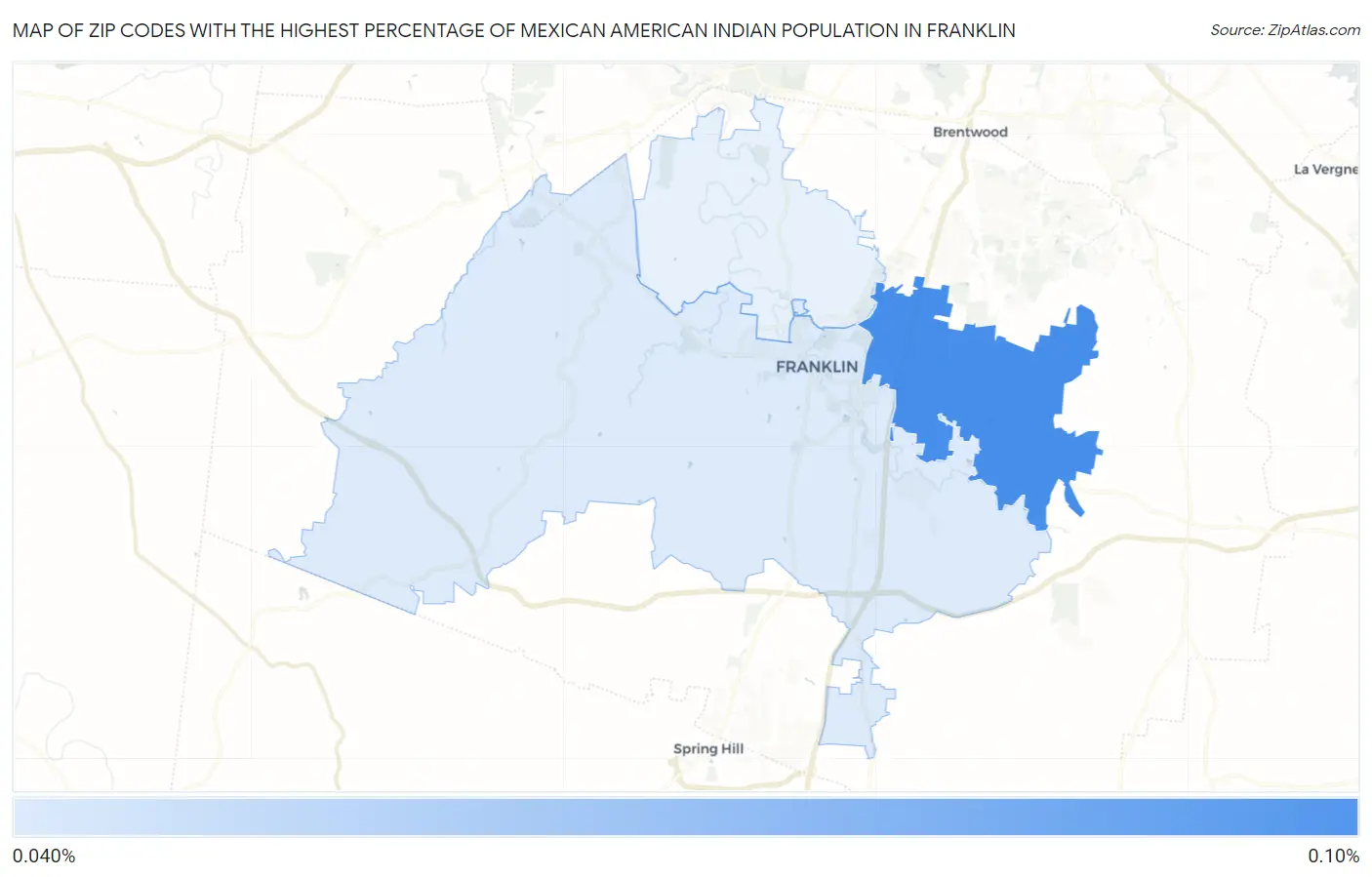 Zip Codes with the Highest Percentage of Mexican American Indian Population in Franklin Map