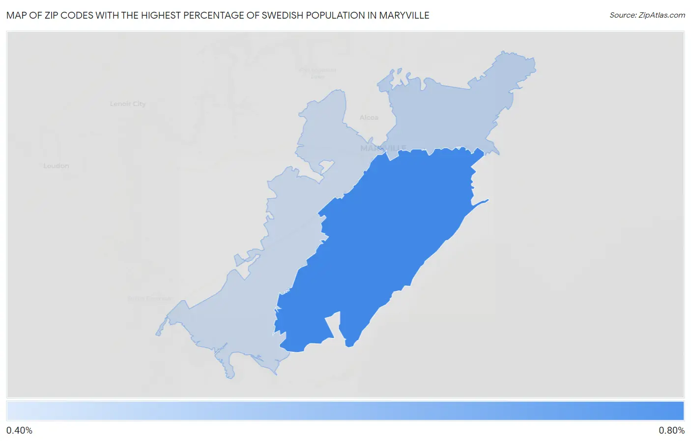 Zip Codes with the Highest Percentage of Swedish Population in Maryville Map