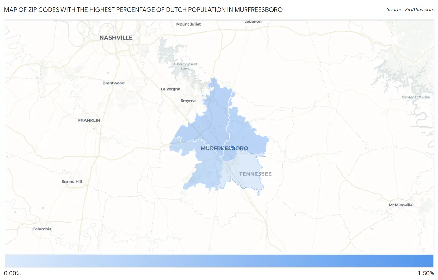 Zip Codes with the Highest Percentage of Dutch Population in Murfreesboro Map