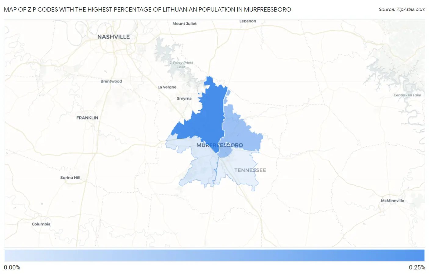 Zip Codes with the Highest Percentage of Lithuanian Population in Murfreesboro Map