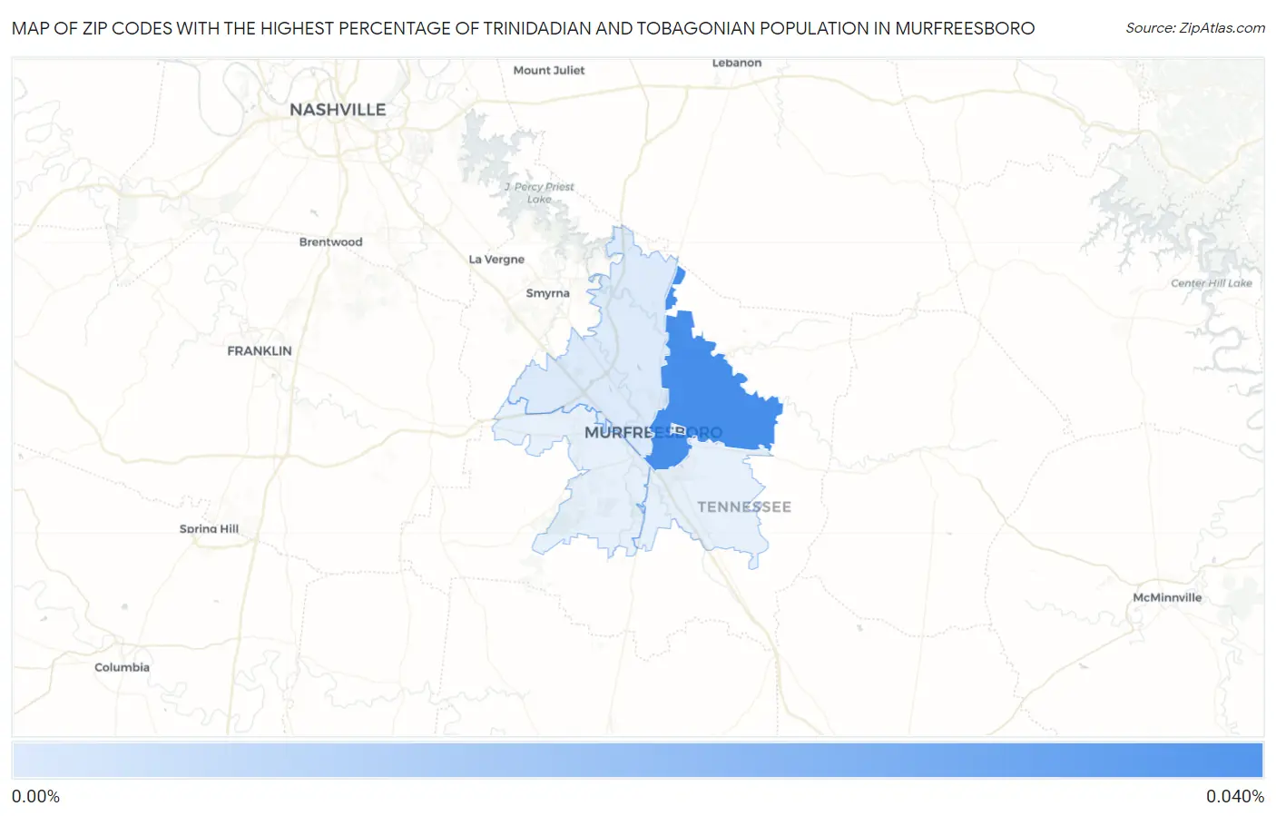 Zip Codes with the Highest Percentage of Trinidadian and Tobagonian Population in Murfreesboro Map