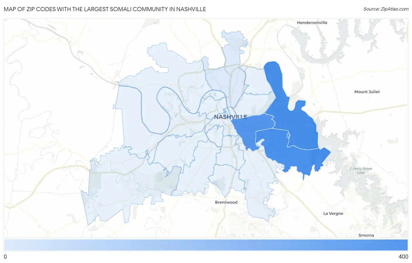 Zip Codes with the Largest Somali Community in Nashville Map