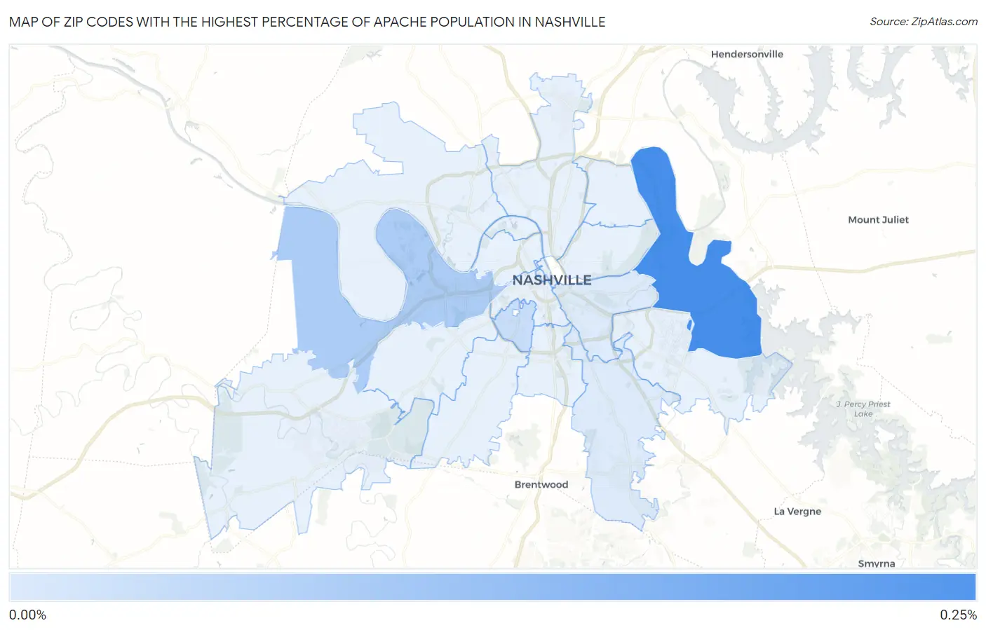 Zip Codes with the Highest Percentage of Apache Population in Nashville Map