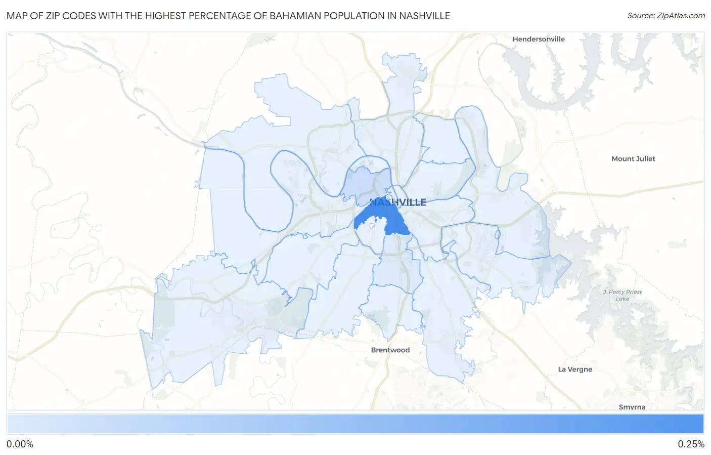Zip Codes with the Highest Percentage of Bahamian Population in Nashville Map