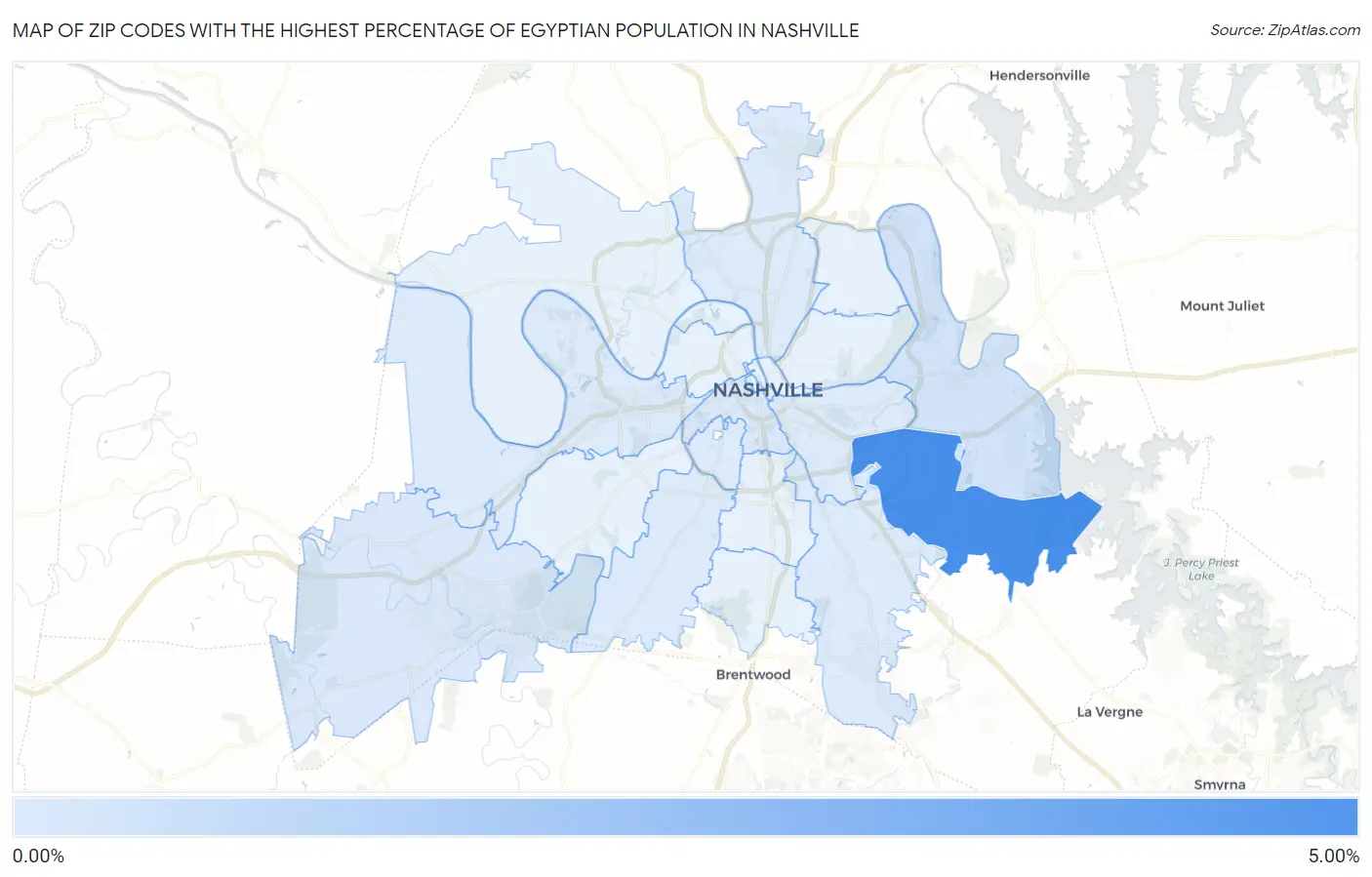 Zip Codes with the Highest Percentage of Egyptian Population in Nashville Map