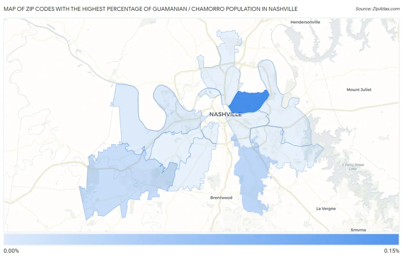 Zip Codes with the Highest Percentage of Guamanian / Chamorro Population in Nashville Map