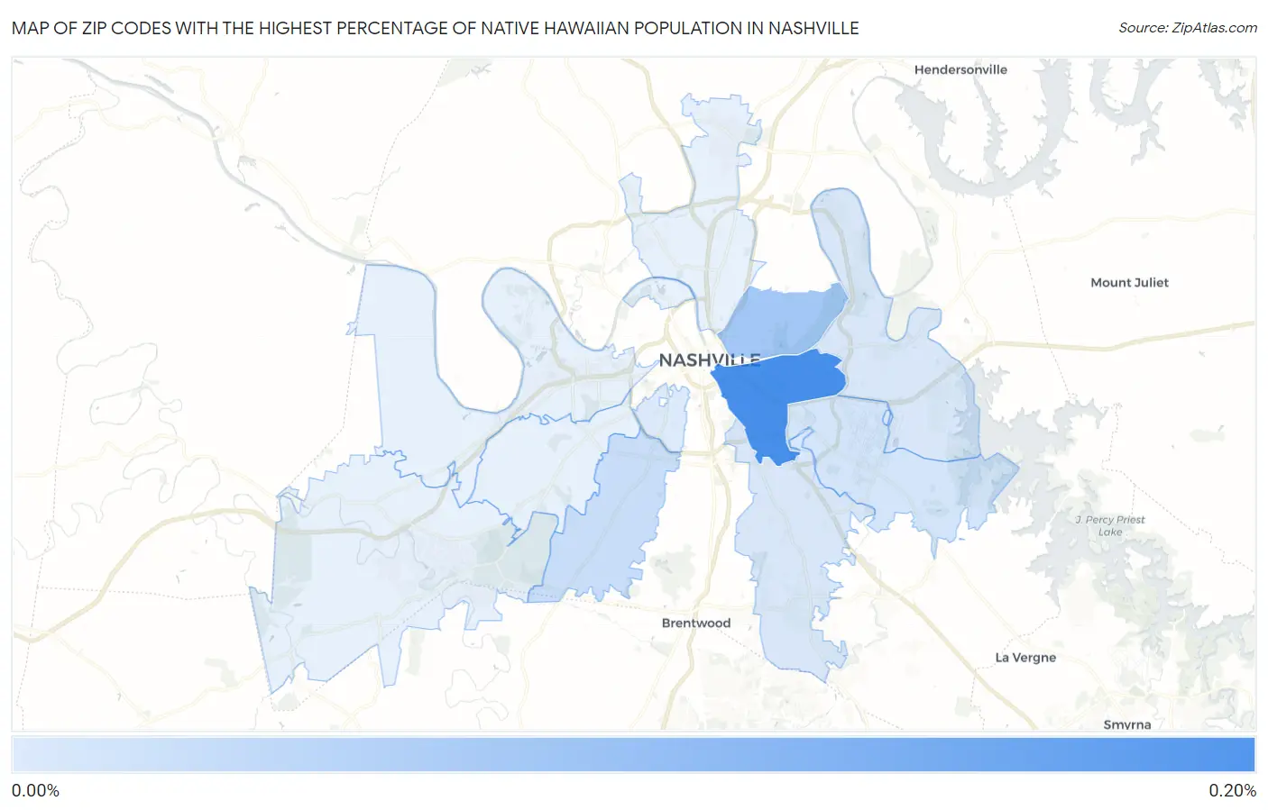 Zip Codes with the Highest Percentage of Native Hawaiian Population in Nashville Map