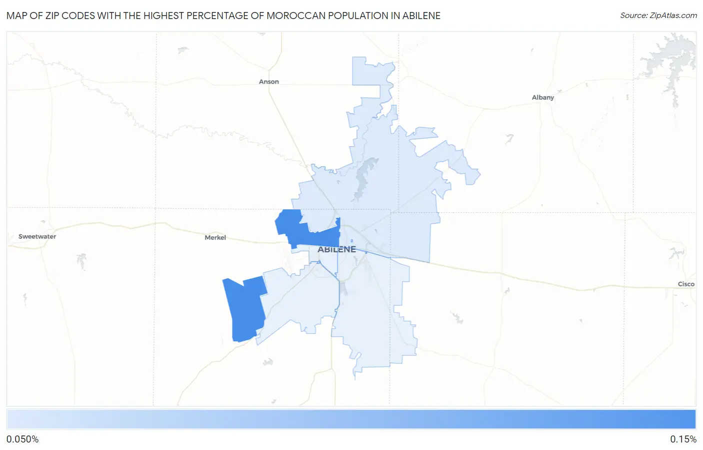 Zip Codes with the Highest Percentage of Moroccan Population in Abilene Map