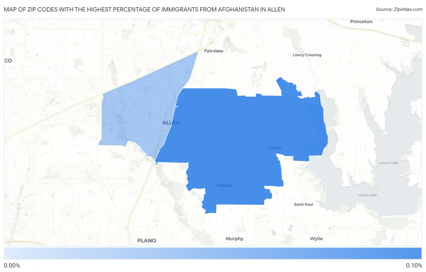 Zip Codes with the Highest Percentage of Immigrants from Afghanistan in Allen Map