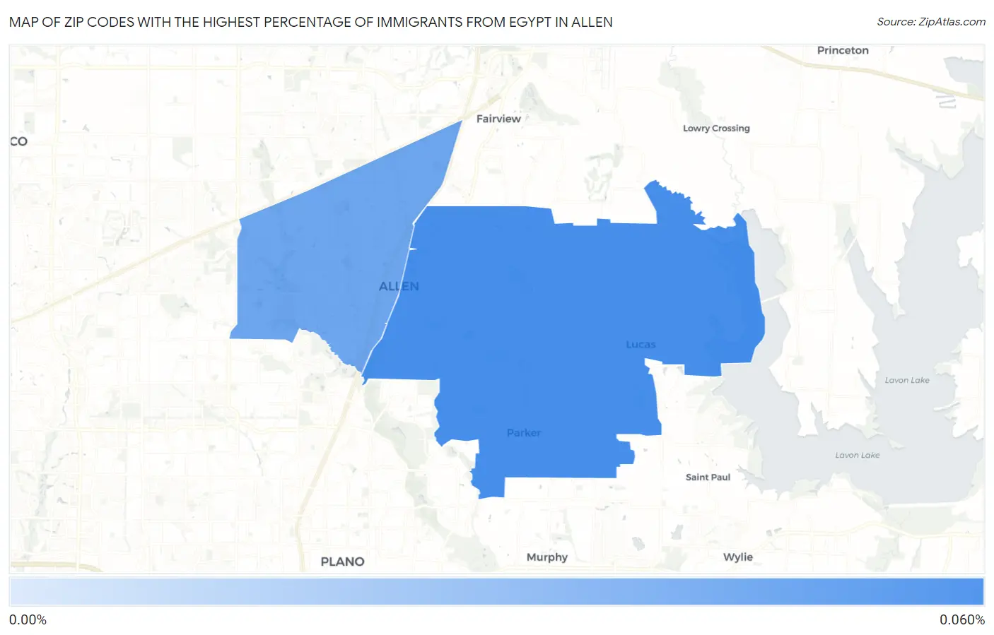 Zip Codes with the Highest Percentage of Immigrants from Egypt in Allen Map